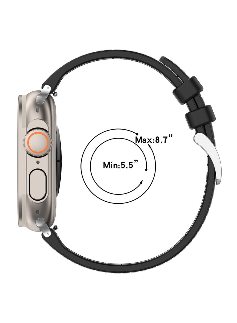 متوافق مع سلسلة أبل ووتش 10 استبدال سوار 22mm استبدال النايلون مضفر سيليكون سوار مركب ( الأزرق ) - Image 5