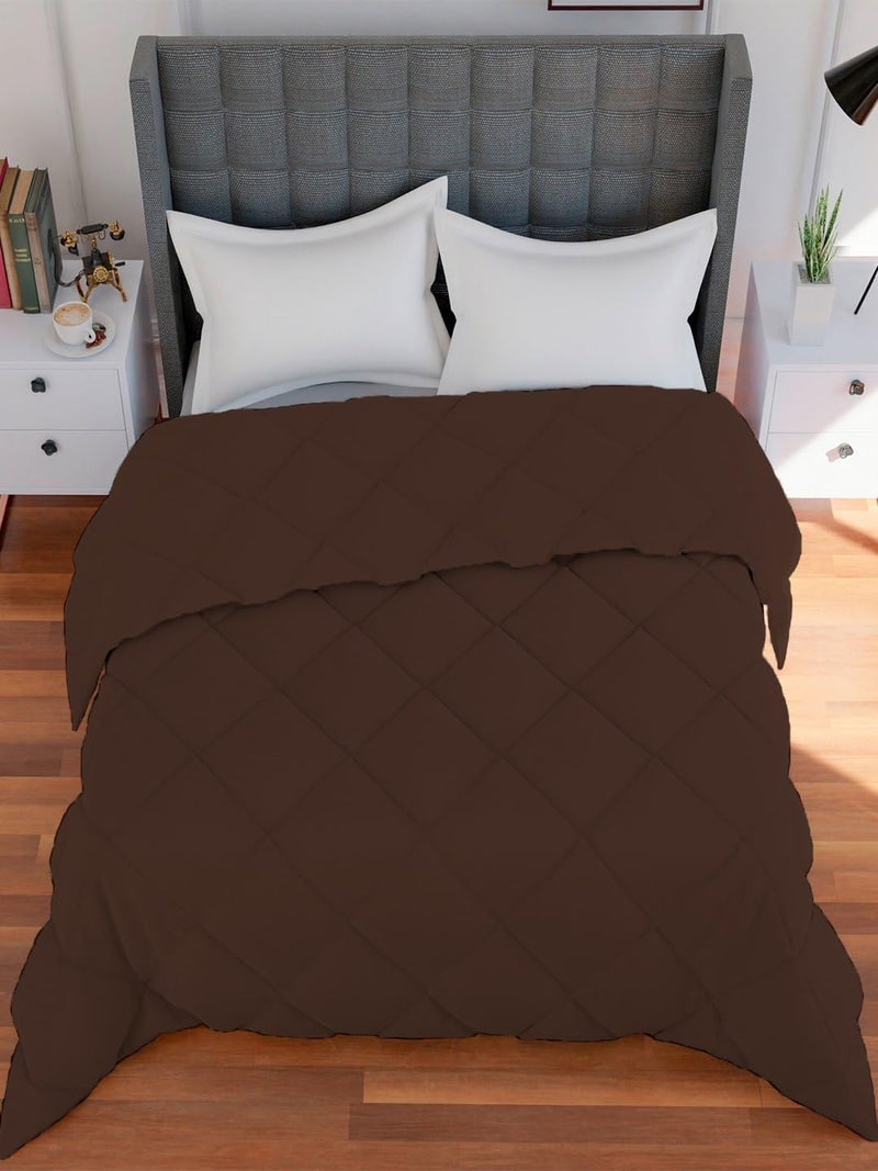 ans Double Bed King Size Hotel Grade Super Soft 200 GSM Brown Color Comforter Micro Peach Fabric Reversible with Piping