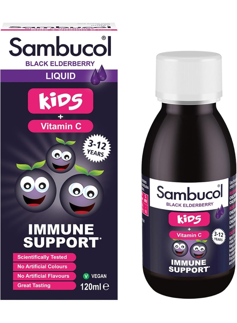 Sambucol Natural Black Elderberry for Kids, Vitamin C, Immune Support Supplement , Syrup, 120ml