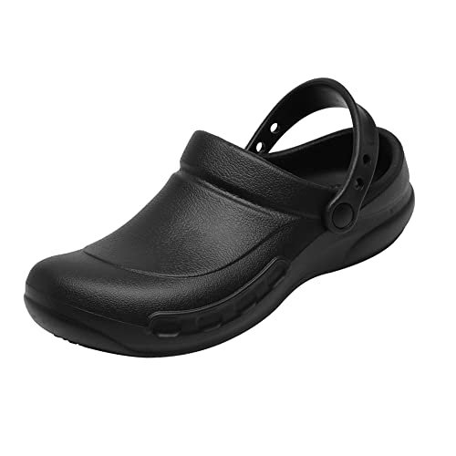 Haifago Non Slip Chef Shoes for Men, Kitchen Oil Resistant Waterproof Nursing Work Clogs, Slip-on Garden Shoe Black - Image 1