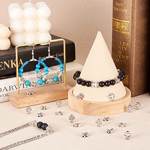 Craftdady 100Pcs Antique Silver Tiny Cross Spacer Beads 10x8mm Tibetan Metal Crucifix Cross Holy Charm Beads for Jewelry Maing Hole: 2mm - Image 5
