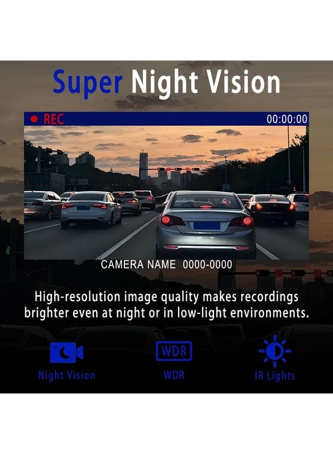 4 قنوات كاميرا داش عالية الدقة ثلاثية الكاميرات 1080P شاشة LCD رؤية ليلية بدون بطاقة ذاكرة - Image 5