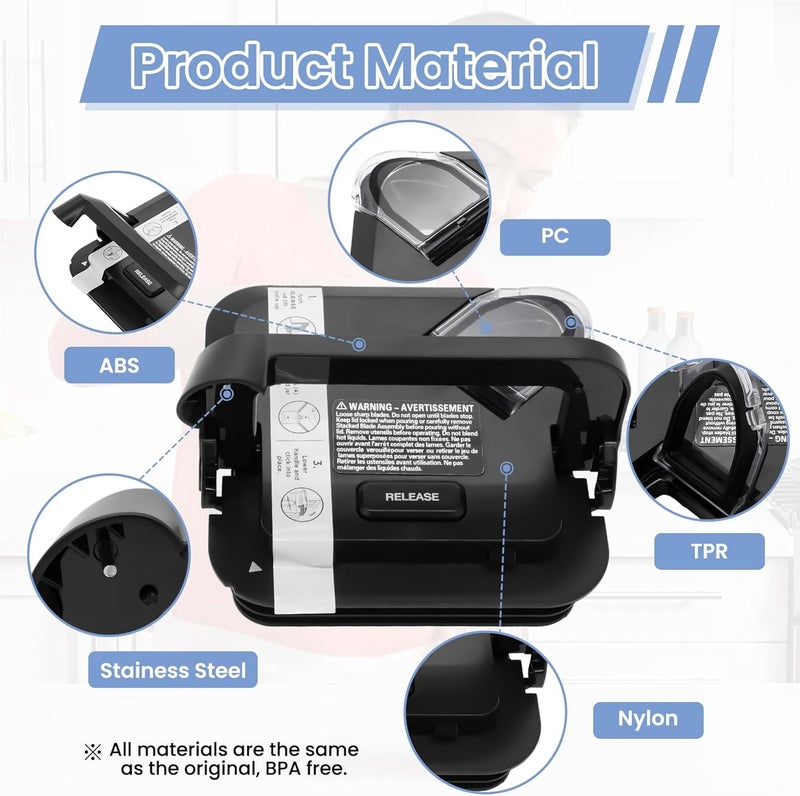 WARDFYT Locking Lid Replacement Compatible with Ninja BL610 BN751 Blender 72oz XL Pitchers New Model, Replacement Newer Square Top Cover for Ninja 72 OZ Pitcher BL642 BL710WM BN701 BN800 BN801 CO610B - Image 5