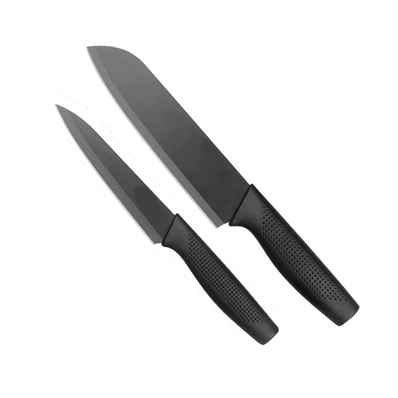 Carrot Kitchen Knife Stainless Steel 2 Pieces Professional Knife Set with Color Printing and Non-Slip Handle (2 PCS Black) - Image 1