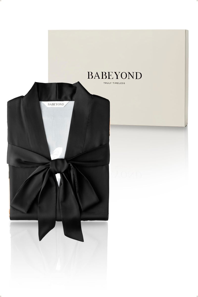 BABEYOND BABEYOND Kimono Robe Cover up with Box Long Floral Satin Sleepwear Silky Bathrobe Bachelorette Robe  - Image 4
