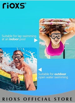 RIOXS Swimming Goggles 180 Degress Wide-angle Field of Vision Anti-fog for Adult Men and Women Swimming Goggles Anti-ultraviolet HD Goggles with Earplugs  - Image 2