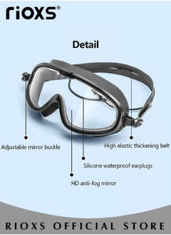 RIOXS Swimming Goggles 180 Degress Wide-angle Field of Vision Anti-fog for Adult Men and Women Swimming Goggles Anti-ultraviolet HD Goggles with Earplugs  - Image 5