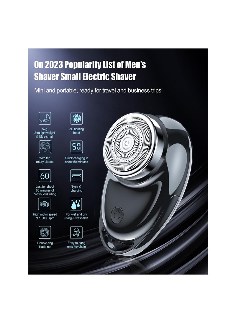 Portable Mini Electric Shaver for Men, IPX6 Waterproof Travel Razor, Compact Rotary Design for Home and Car Use, Perfect for On-the-Go Grooming - Image 2