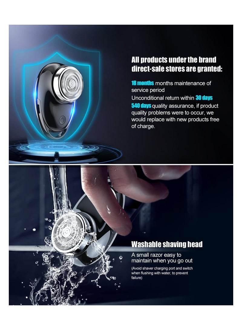 Portable Mini Electric Shaver for Men, IPX6 Waterproof Travel Razor, Compact Rotary Design for Home and Car Use, Perfect for On-the-Go Grooming - Image 4