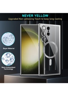 BORTONY Galaxy S23 Ultra MagSafe Case with Camera Lens Protector Magnetic Clear Full Protection Plating Anti Scratch Slim Thin Cover for Samsung Galaxy S23 Ultra  - Image 5