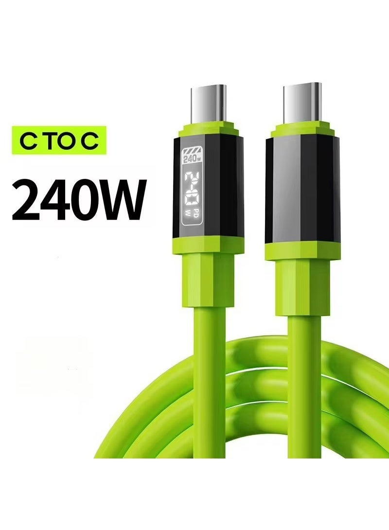 PIXEL Essentials 240W Type-C to Type-C Fast Charging Cable with LED Display | 1.5 m Nylon Braided PD Charger Cord Compatible with Laptops, Tablets & Phones | Smart E-Marker Chip | Real-Time Power Display - Image 2