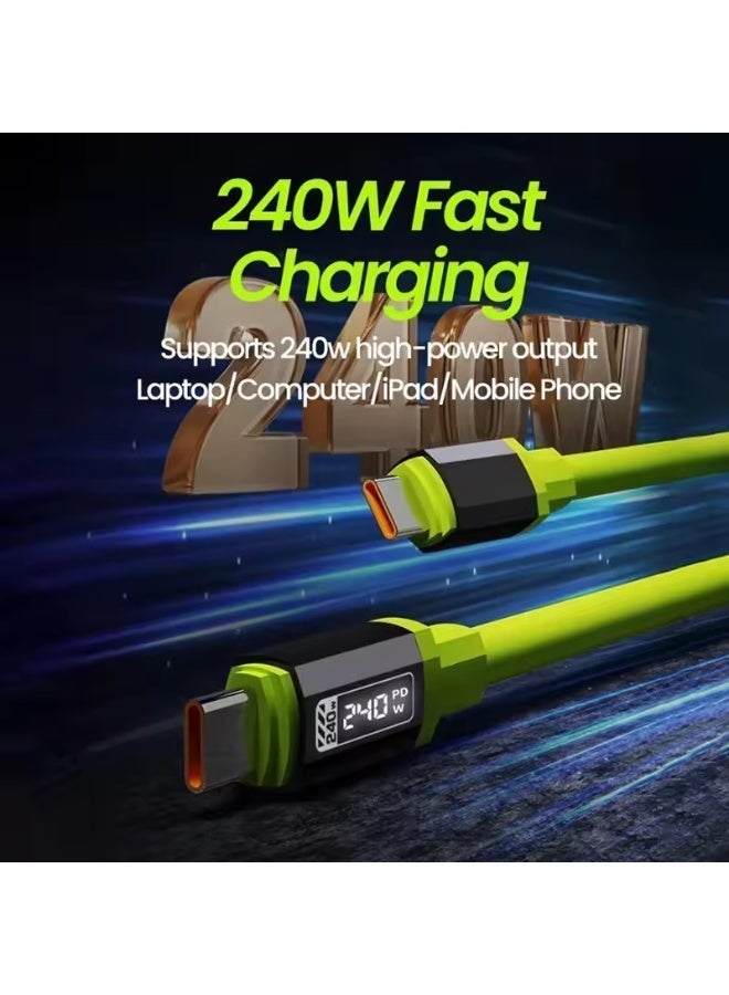 PIXEL Essentials 240W Type-C to Type-C Fast Charging Cable with LED Display | 1.5 m Nylon Braided PD Charger Cord Compatible with Laptops, Tablets & Phones | Smart E-Marker Chip | Real-Time Power Display - Image 3