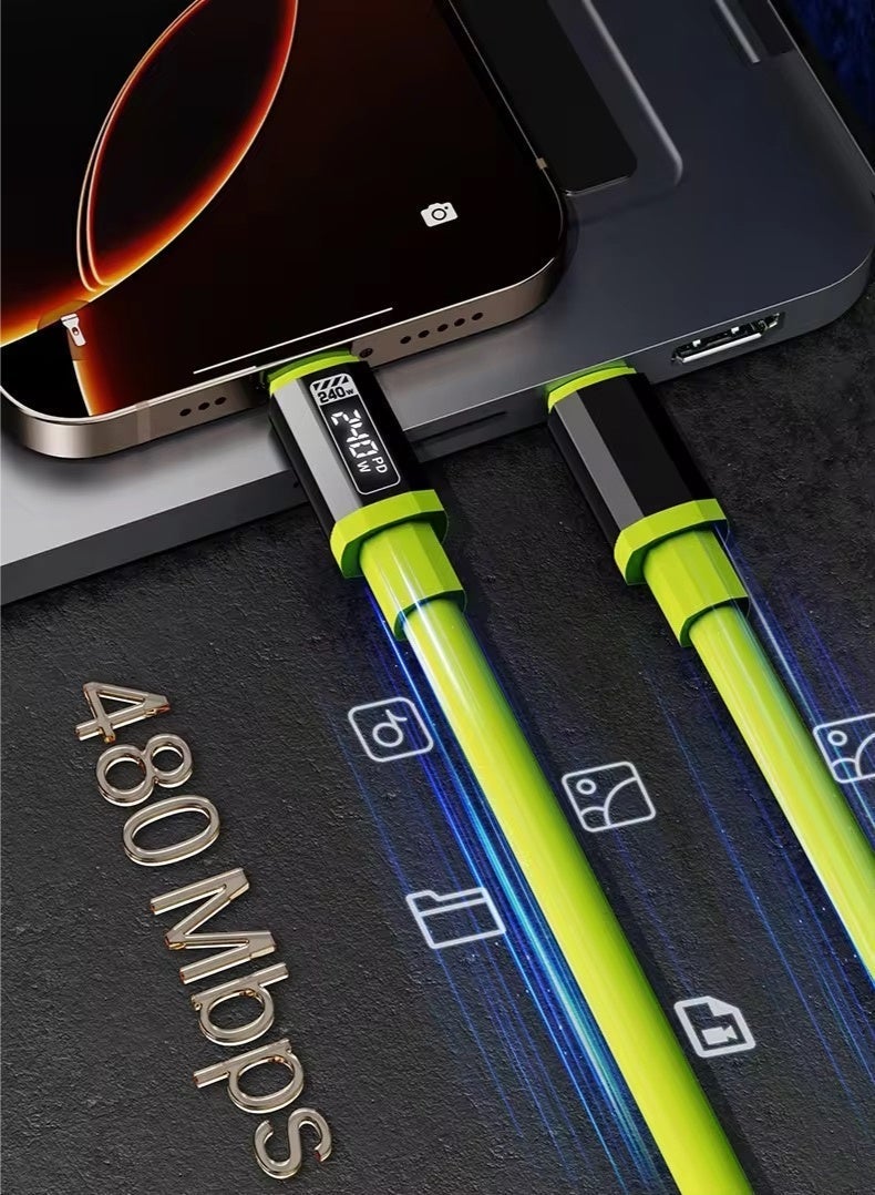 PIXEL Essentials 240W Type-C to Type-C Fast Charging Cable with LED Display | 1.5 m Nylon Braided PD Charger Cord Compatible with Laptops, Tablets & Phones | Smart E-Marker Chip | Real-Time Power Display - Image 5