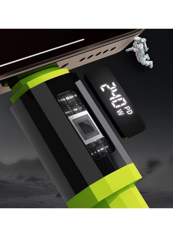 PIXEL Essentials 240W Type-C to Type-C Fast Charging Cable with LED Display | 1.5 m Nylon Braided PD Charger Cord Compatible with Laptops, Tablets & Phones | Smart E-Marker Chip | Real-Time Power Display - Image 4