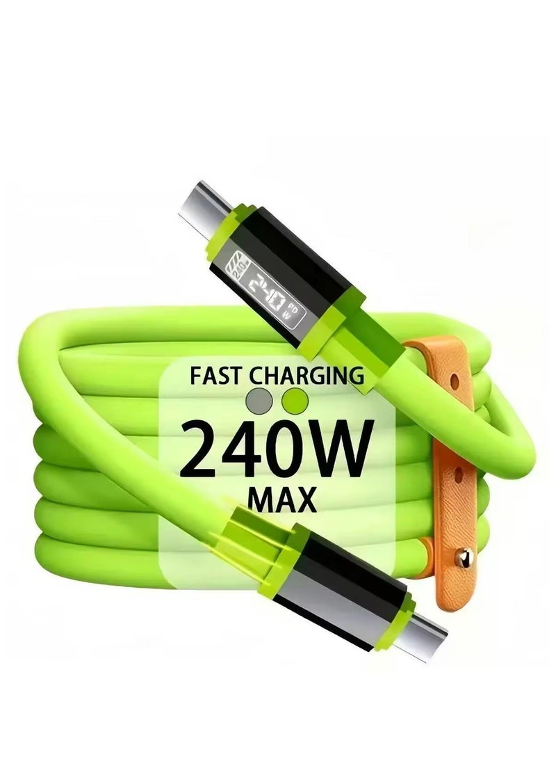 PIXEL Essentials 240W Type-C to Type-C Fast Charging Cable with LED Display | 1.5 m Nylon Braided PD Charger Cord Compatible with Laptops, Tablets & Phones | Smart E-Marker Chip | Real-Time Power Display - Image 1