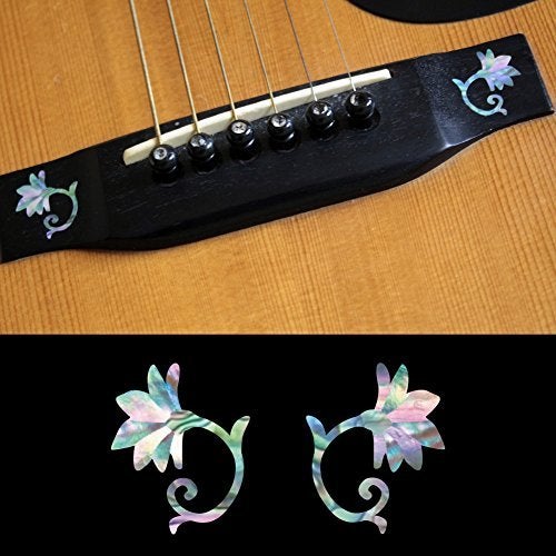 Inlaystickers for Acoustic Guitar Bridge  Oriental Flowers LR Set  Abalone Mix BS219OFMX