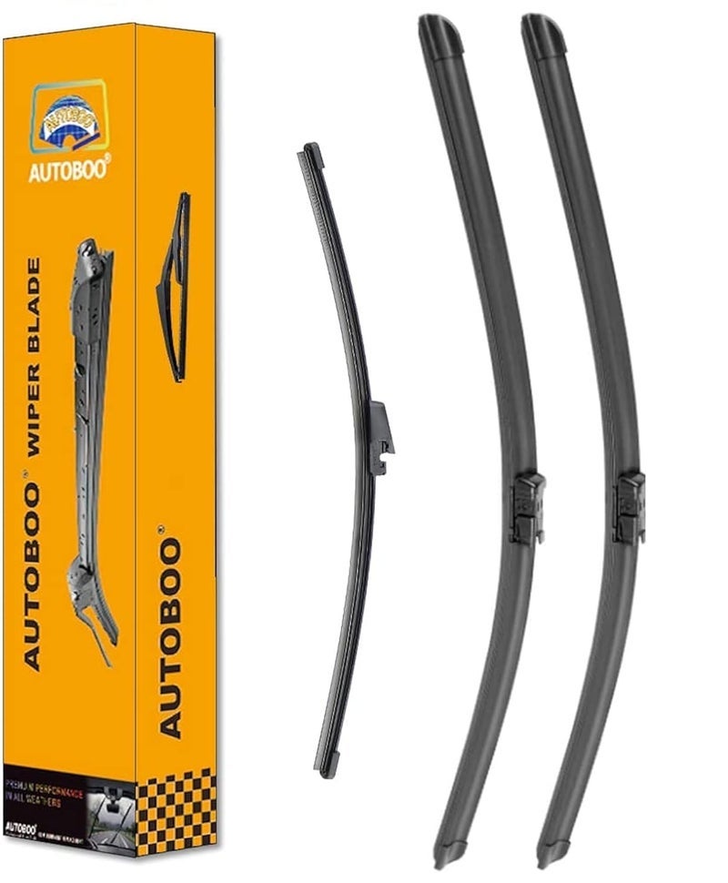 ماسحات الزجاج الأمامي AUTOBOO بحجم 24"+21" مع شفرة ماسحة خلفية بحجم 13" بديل لفولكس فاجن فولكس فاجن تيغوان 2017 2016 2015 2014 2013 2012 2011 2010 2009 2008 2007 - جودة المصنع الأصلية (حزمة من 3)