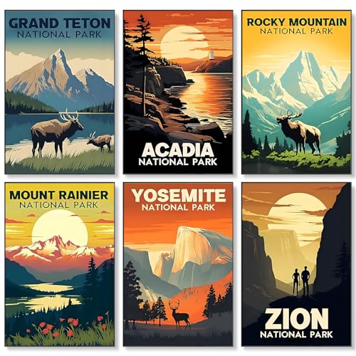 Fountor 6 Pack Paint by Numbers Kit for Adults Beginner National Park Adult Paint by Number Kits on Canvas Without Frame Landscape Oil Painting by Numbers for Home Decor Gift 8 W x 12L - Image 1