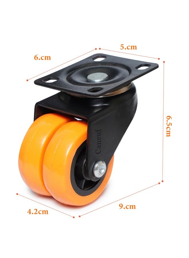 Caneuf Heavy Duty Double Wheel Puff Castor with 360 Degree Rotation | Double Puff Castor Wheel 50 mm 500 kg Load Capacity, Heavy Furniture Roller set With Screw Washers (Set of 4,Orange) - Image 5