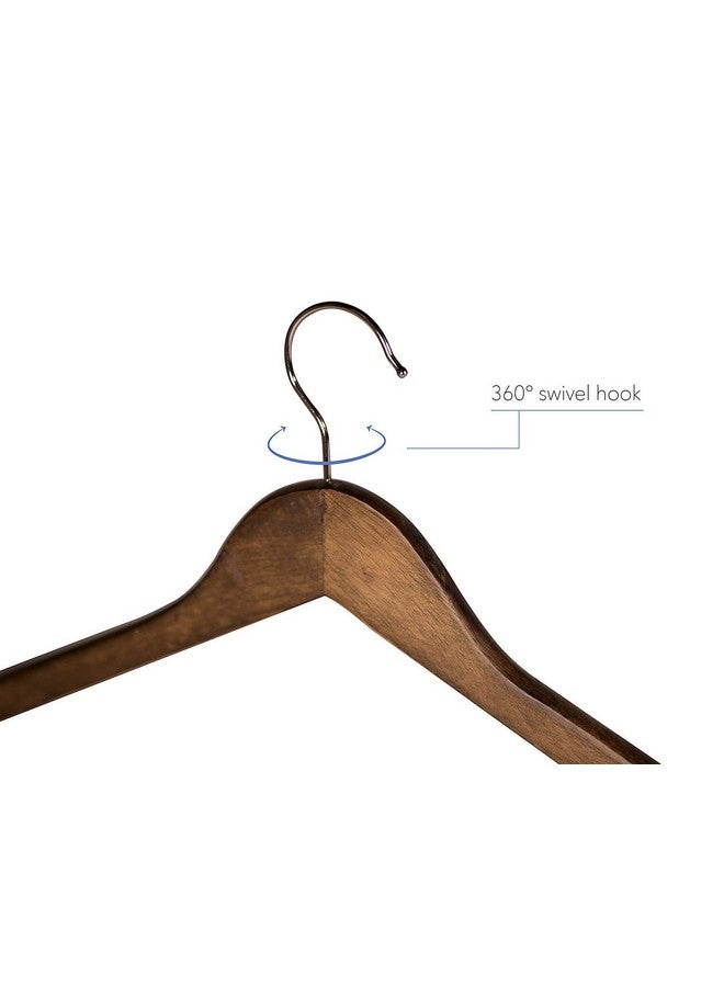 ginoya brothers GINOYA BROTHERS Walnut Wooden Suit Hangers - Premium Wood with Notches & Chrome Swivel Hook for Dress Clothes, Coats, Jackets, Pants, Shirts, Skirts Hanger (30)  - Image 4