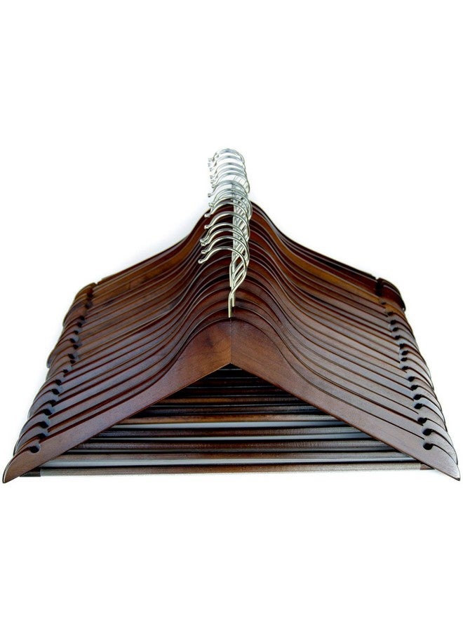 ginoya brothers GINOYA BROTHERS Walnut Wooden Suit Hangers - Premium Wood with Notches & Chrome Swivel Hook for Dress Clothes, Coats, Jackets, Pants, Shirts, Skirts Hanger (30)  - Image 2