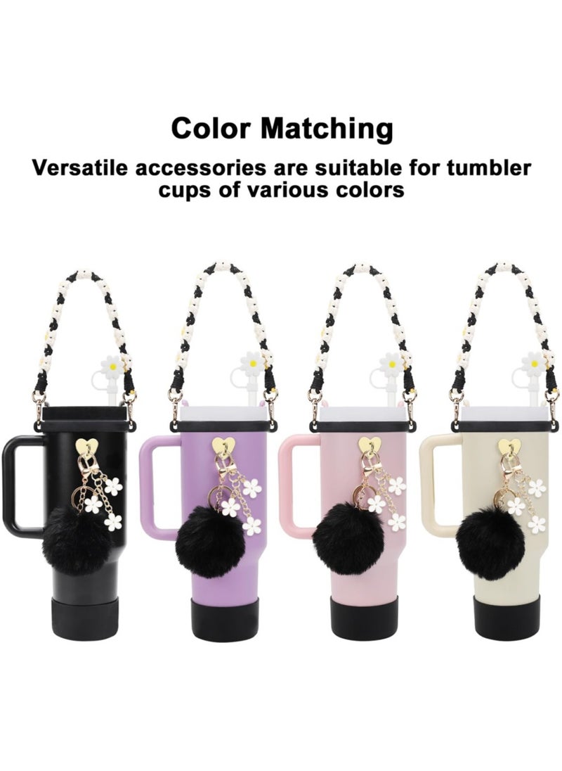 Generic - Stanley Cup Accessories Set, Water Bottle Handle Strap, Silicone Cover for Stanley Cup, Stanley Charms for 40oz Stanley Cup - Black - Image 1