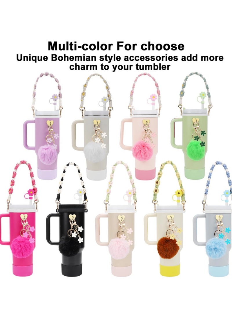 Generic - Stanley Cup Accessories Set, Water Bottle Handle Strap, Silicone Cover for Stanley Cup, Stanley Charms for 40oz Stanley Cup - Black - Image 1