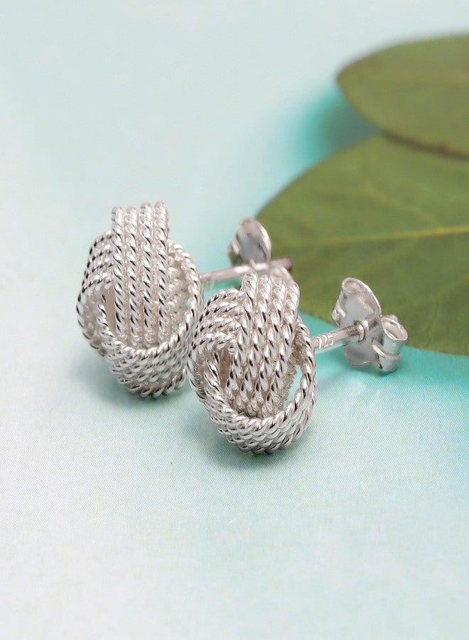 LeCalla أقراط ليتشالا من الفضة الإسترلينية بتصميم إيطالي، أقراط حب مع سلك ملتوي مقطوع بالماس للنساء 10 مم - Image 5