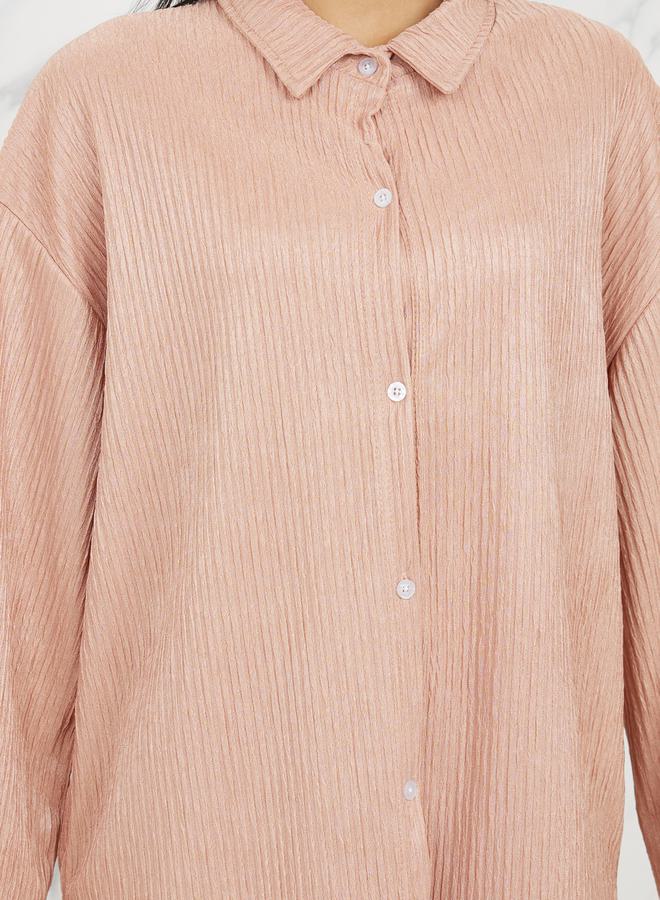 Styli Textured Knit Drop Shoulder Shirt and Wide Leg Pant Set - Image 4