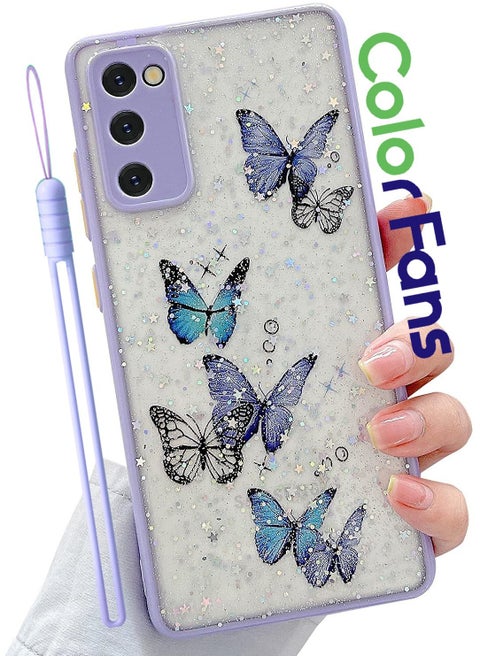 Butterfly Pattern Protective Case for Samsung S20 FE 5G Fall Resistant Suitable for Women Purple