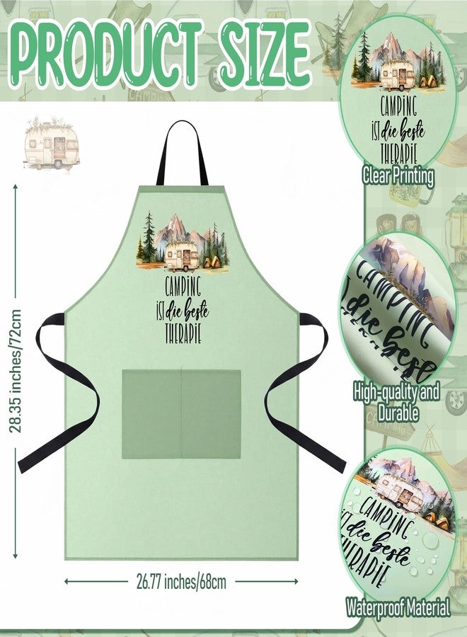 Singhoow 7 Pcs Camping Kitchen Gift for Women 1 Apron 2 Dish Tea Towels 2 Oven Mitts 2 Pot Holders Bonfire Tent Camping Accessories Camper Must Have Kitchen Decor for Rv Camper Cook Baking Fathers Day - Image 2