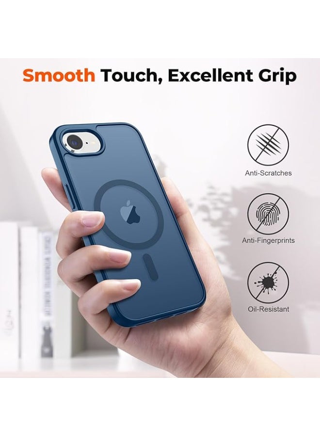 Magnetic for iPhone 16e Case, [Compatible with MagSafe] [Military Grade Drop Protection] Translucent Matte Shockproof Anti-Scratch Phone Case, (Blue) - Image 4