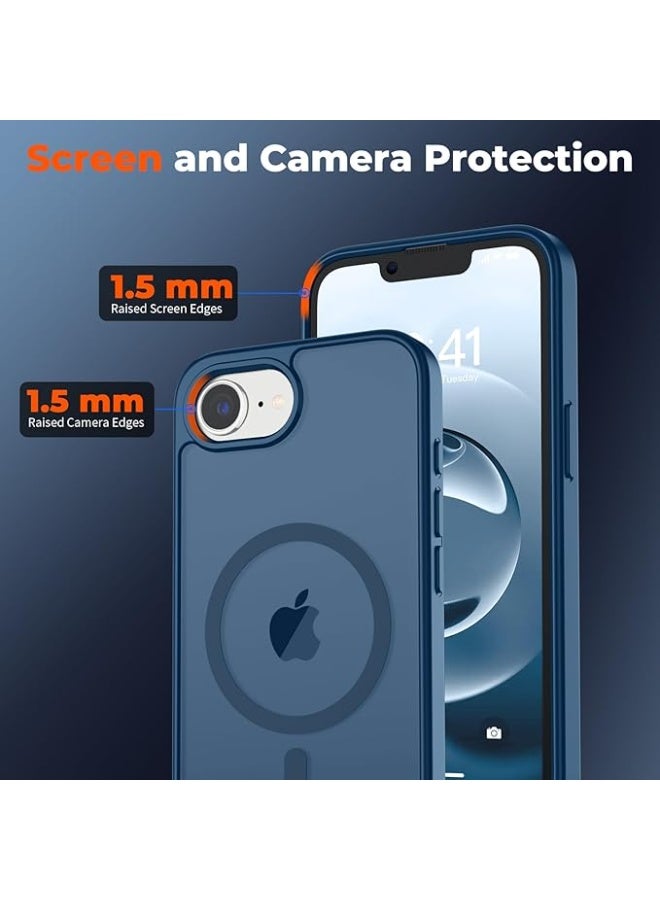 Magnetic for iPhone 16e Case, [Compatible with MagSafe] [Military Grade Drop Protection] Translucent Matte Shockproof Anti-Scratch Phone Case, (Blue) - Image 2
