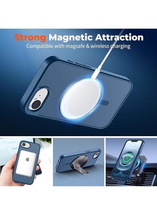 Magnetic for iPhone 16e Case, [Compatible with MagSafe] [Military Grade Drop Protection] Translucent Matte Shockproof Anti-Scratch Phone Case, (Blue) - Image 3