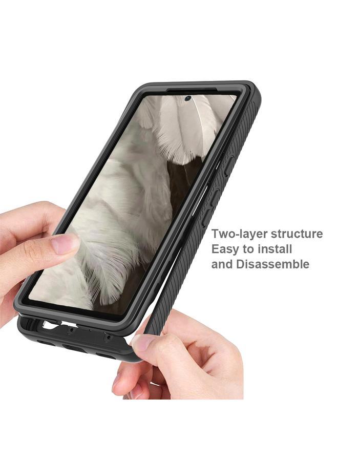 Green Tiger Case For Google Pixel 7a Starry Sky Solid Color Shockproof TPU Clear PC Phone Case - Image 4