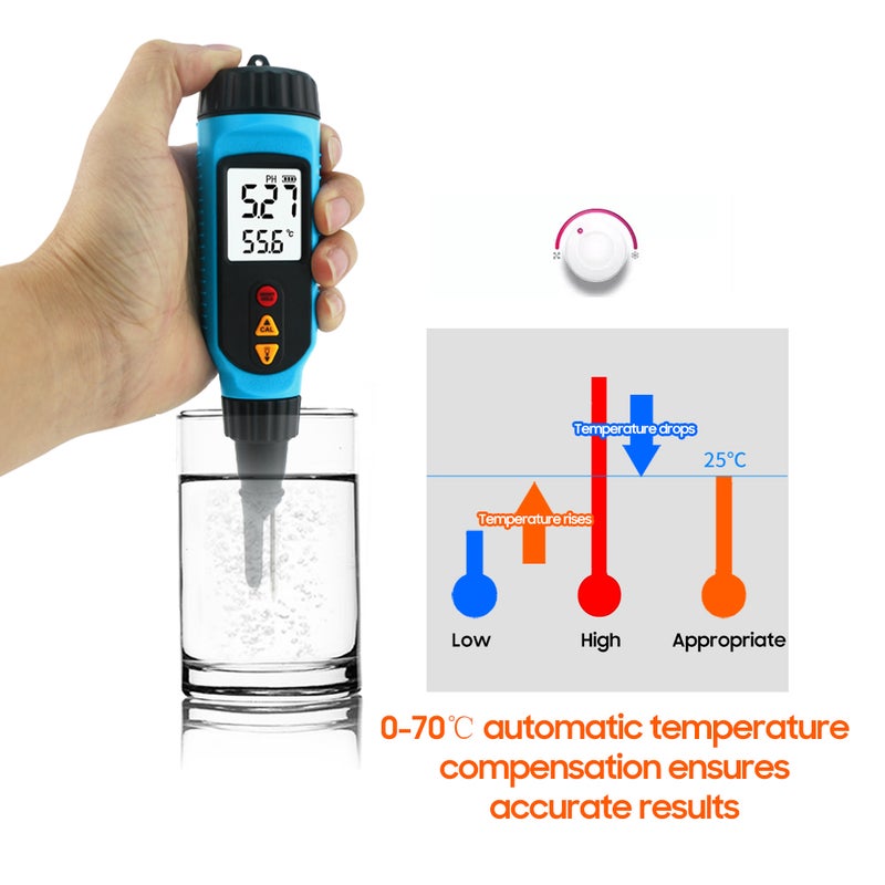 مقياس أس الهيدروجين SMART SENSOR PH818M لمعالجة الأغذية - جهاز فحص أس الهيدروجين للأغذية ثنائي الوظيفة (مقياس درجات حرارة الحل) - مسبار رقمي لقياس أس الهيدروجين مع شاشة LCD مصبوبة للتحليل على المربى والمعجون والخبز والهلام والمواد شبه الصلبة - Image 2