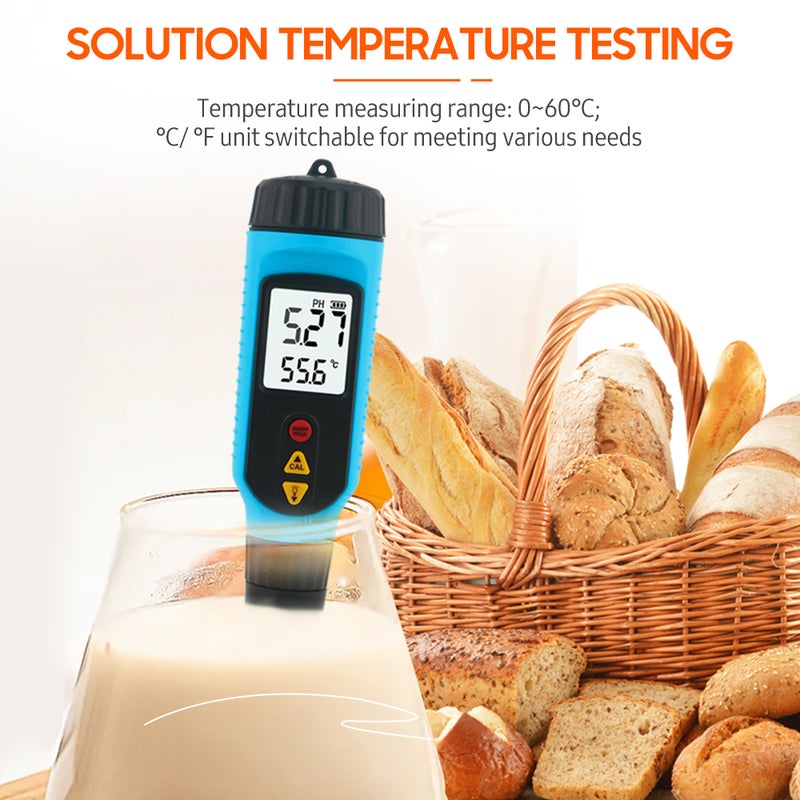 مقياس أس الهيدروجين SMART SENSOR PH818M لمعالجة الأغذية - جهاز فحص أس الهيدروجين للأغذية ثنائي الوظيفة (مقياس درجات حرارة الحل) - مسبار رقمي لقياس أس الهيدروجين مع شاشة LCD مصبوبة للتحليل على المربى والمعجون والخبز والهلام والمواد شبه الصلبة - Image 3