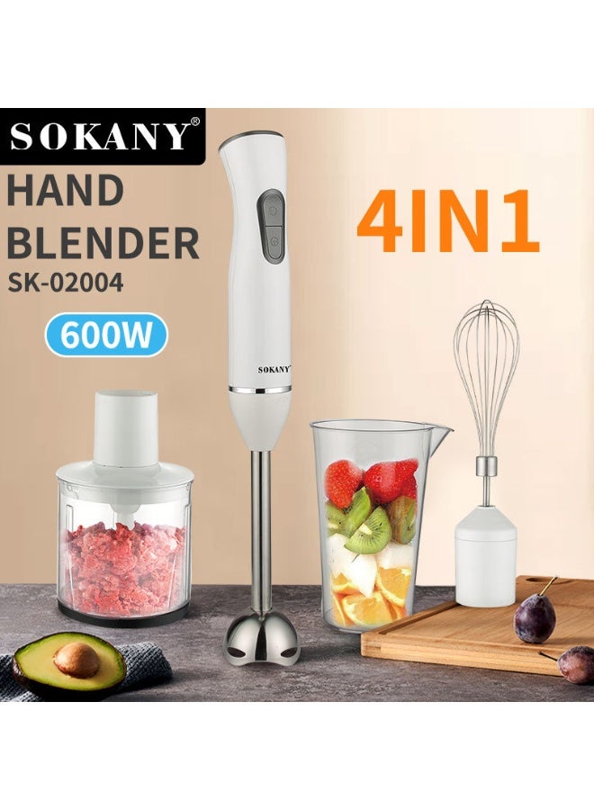 SOKANY Hand Blender SK-02004 600W Electric Stick Blender with Stainless Steel Blades, Chopper Bowl, Whisk Attachment, Copper Motor, Ergonomic Handle, Multi-Speed Food Processor for Smoothies, Soups, Baby Food, Sauces and Kitchen Mixing - Image 3