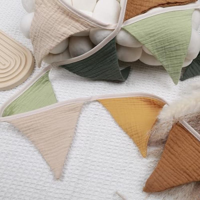 Nursery Bunting: Green Bohemian Design - Baby Bunting for Nursery Room Decor, Baby Shower, Party - Image 5
