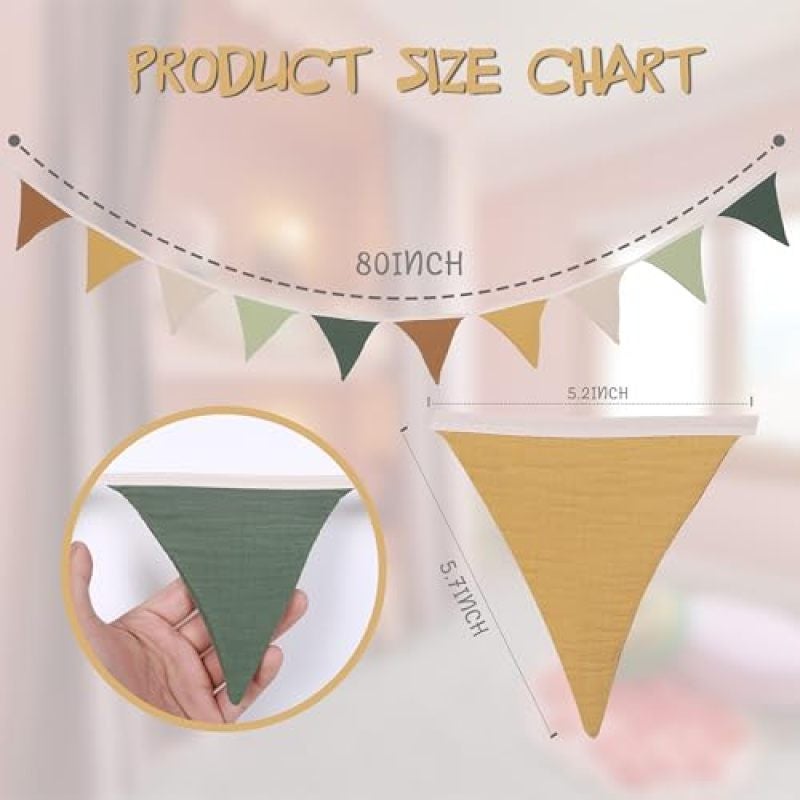 Nursery Bunting: Green Bohemian Design - Baby Bunting for Nursery Room Decor, Baby Shower, Party - Image 2