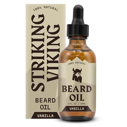 Striking Viking Striking Viking Vanilla Beard Oil for Men - Naturally Derived Conditioner with Argan & Jojoba Oils for Softening, Moisturizing and Growth (2 Oz)