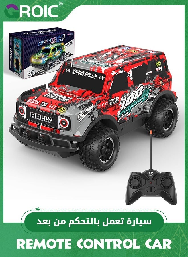 GROIC Remote Control Car, 1/24 Scale Light Up Racing Car Toys, RC Car for Kids with Cool Led Lights, Hobby RC Cars Toys,Wireless Off-road Vehicle,Remote Control Off-road Vehicle - Image 1