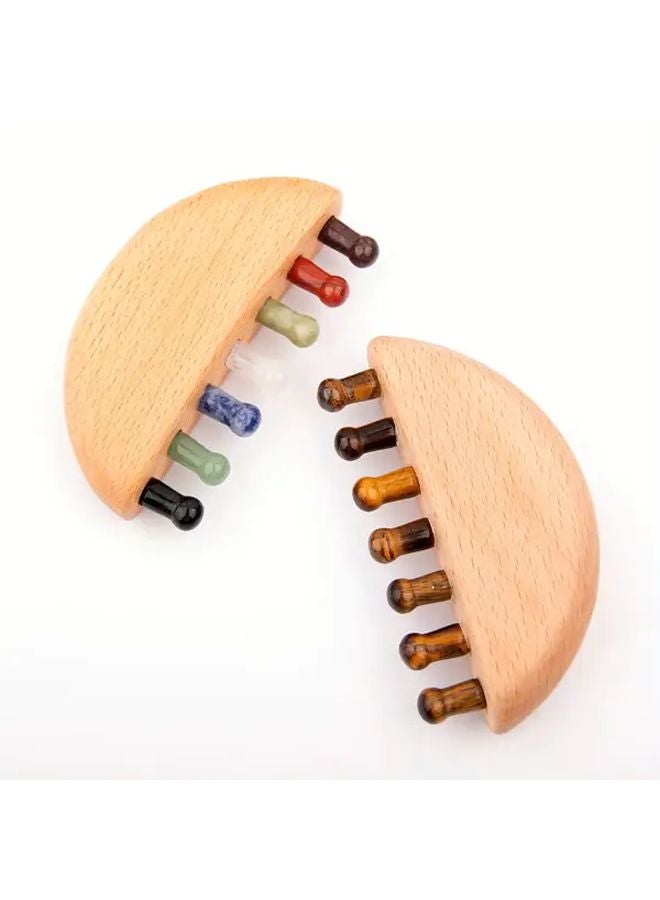 Black Onyx 3.9 Inch Natural Stone Crystal Comb 7 Tooth Head Massage Comb For Tension Relief - Image 3