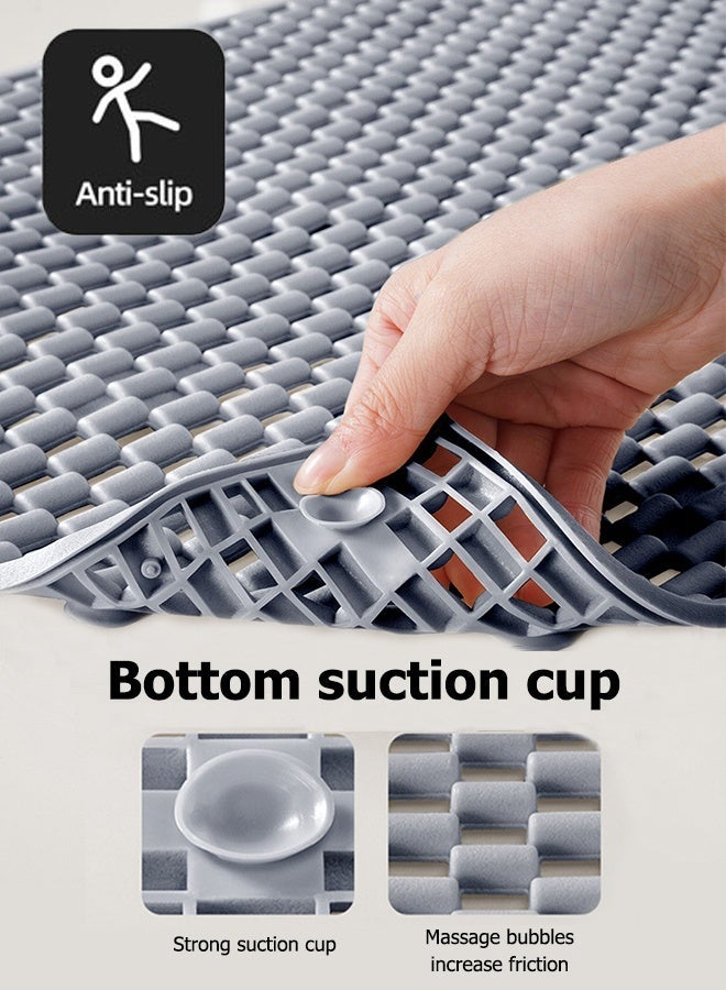 ميون سجادة أرضية مانعة للانزلاق لتصريف المياه، مناسبة لحوض الاستحمام أو الدش، مقاس 66 × 36 سم، مصنوعة من مادة TPE ناعمة، مزودة بأكواب شفط، مناسبة لفتحات التصريف في الحمامات والمطابخ وحمامات السباحة والمناطق الرطبة. - Image 3