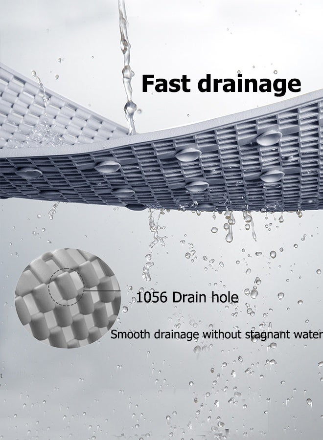 ميون سجادة أرضية مانعة للانزلاق لتصريف المياه، مناسبة لحوض الاستحمام أو الدش، مقاس 66 × 36 سم، مصنوعة من مادة TPE ناعمة، مزودة بأكواب شفط، مناسبة لفتحات التصريف في الحمامات والمطابخ وحمامات السباحة والمناطق الرطبة. - Image 2