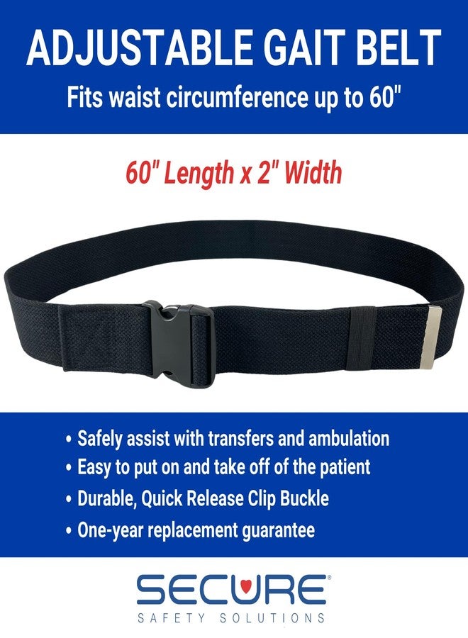 Secure Safety Solutions 60 Inch Gait Belt for Seniors, Black - Quick Release Clip Buckle - Transfer and Walking Medical Standing Assist Lift Aid, Elderly Patients, Physical Therapy, Nurse, Caregiver - Image 3