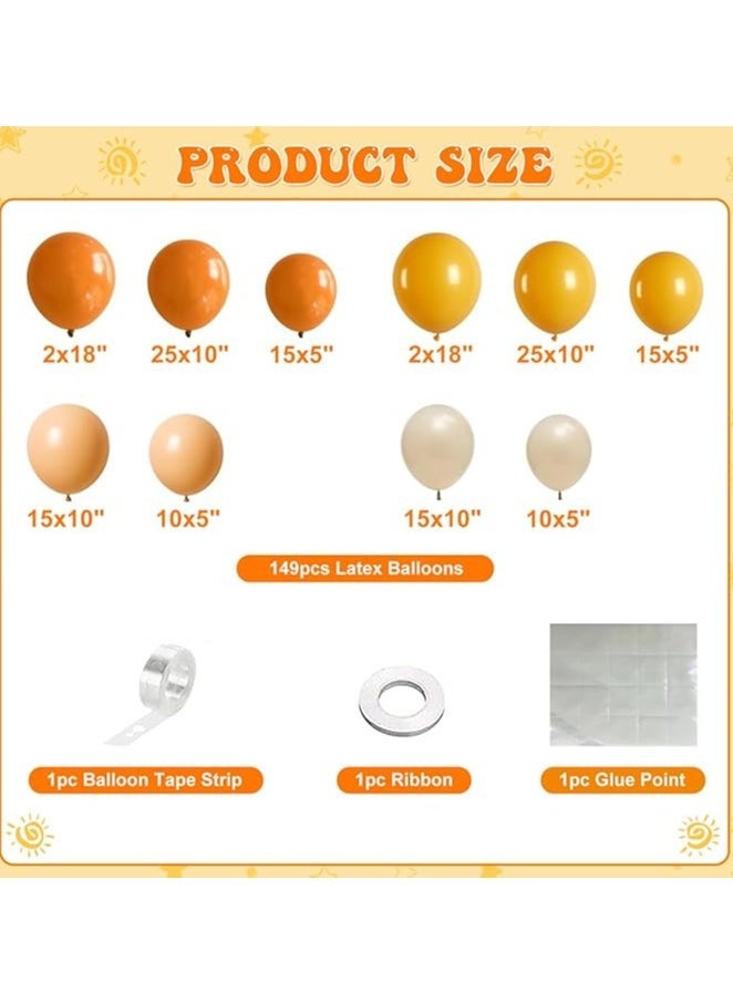 general Sunlight balloon arch suit 134Pcs retro beige orange yellow balloon Sunlight Baby came to the birthday party decorations. - Image 3
