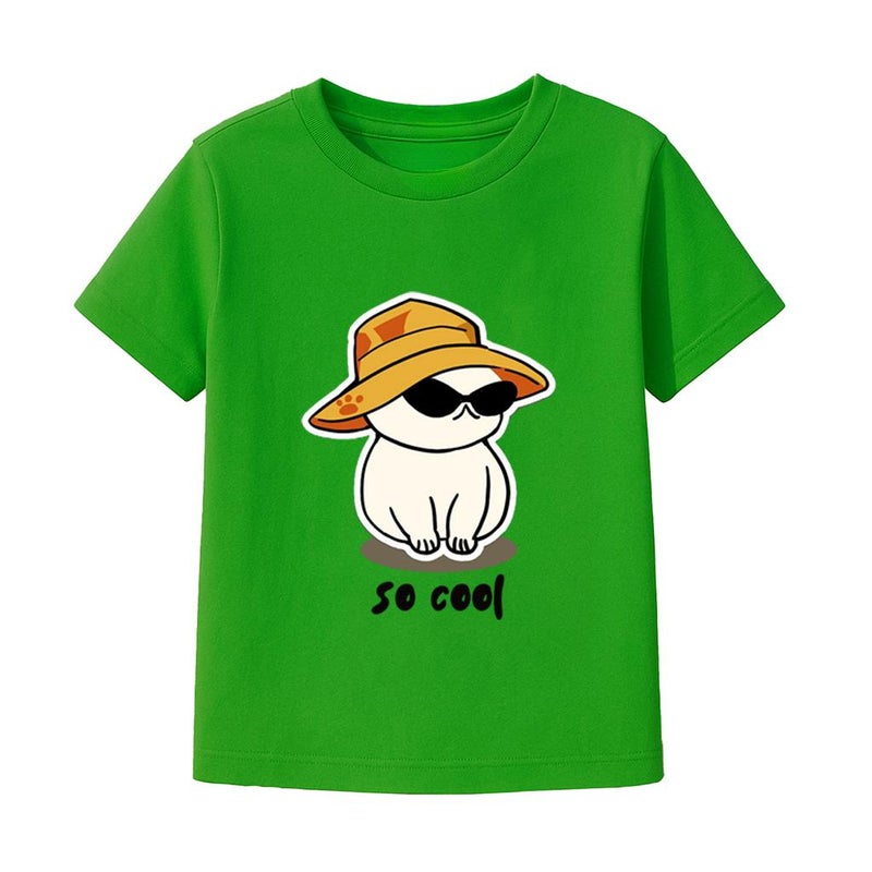 Yoo Street So Cool Funny Cat Sunglasses Hat Cute Cartoon Graphic Printed Casual Round Neck - Image 1