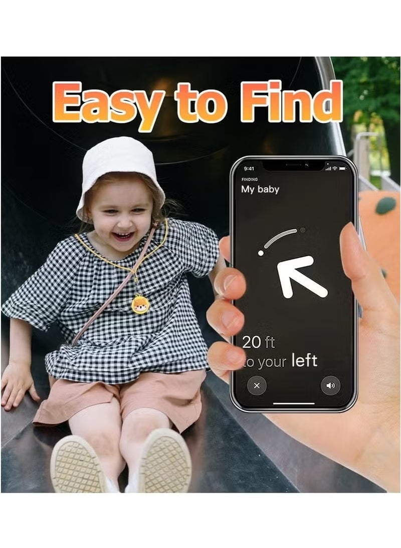 AirTag Necklace Kids, 2 Pack Holder for Apple Air Tag Toddler Silicone Hidden Case Convenient Than Wristband Bracelet Child AirTags Holder for Girls (Pink, Yellow), silicone  - Image 2