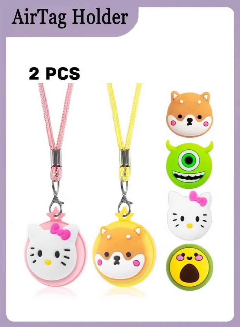 AirTag Necklace Kids, 2 Pack Holder for Apple Air Tag Toddler Silicone Hidden Case Convenient Than Wristband Bracelet Child AirTags Holder for Girls (Pink, Yellow), silicone - Image 1